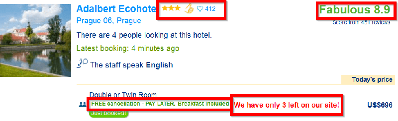 вот как Booking.com использует триггеры клика - на этом предложении отеля целых 4 триггера